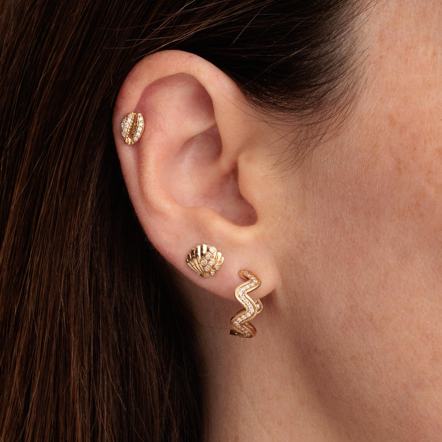 Gold & Diamond Cowrie Shell Stud - Sydney Evan Fine Jewelry