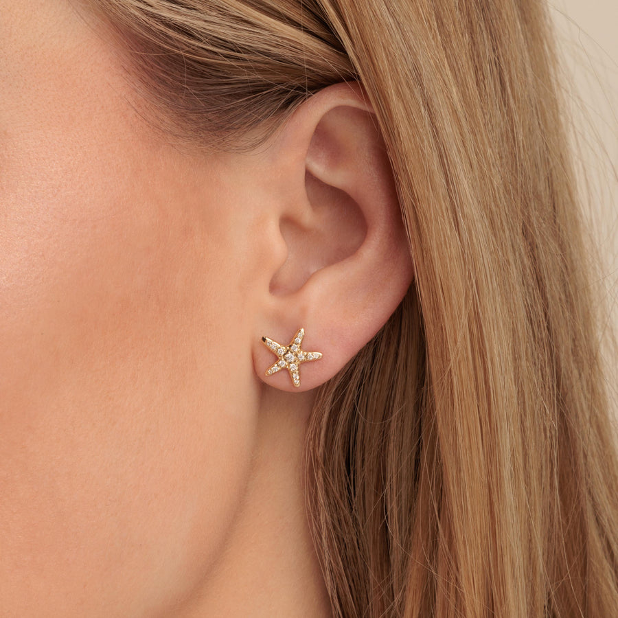 Gold & Diamond Starfish Stud - Sydney Evan Fine Jewelry