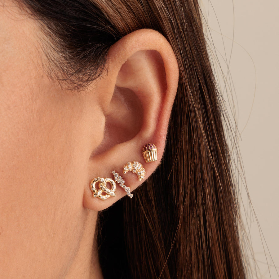 Gold & Diamond Pretzel Stud - Sydney Evan Fine Jewelry