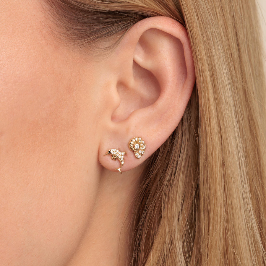 Gold & Diamond Nautilus Shell Stud - Sydney Evan Fine Jewelry