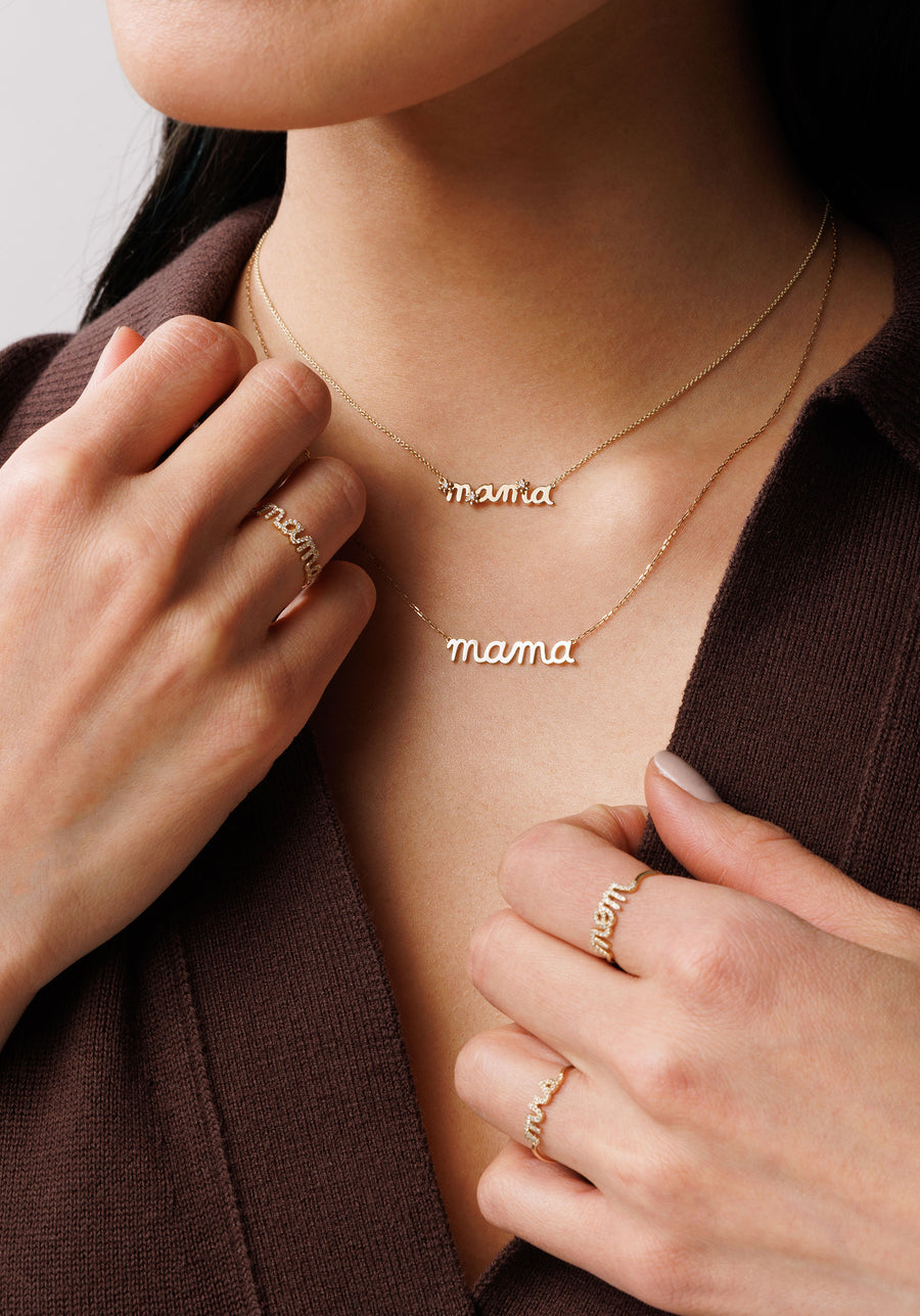 Pure Gold Mama Script Necklace - Sydney Evan Fine Jewelry