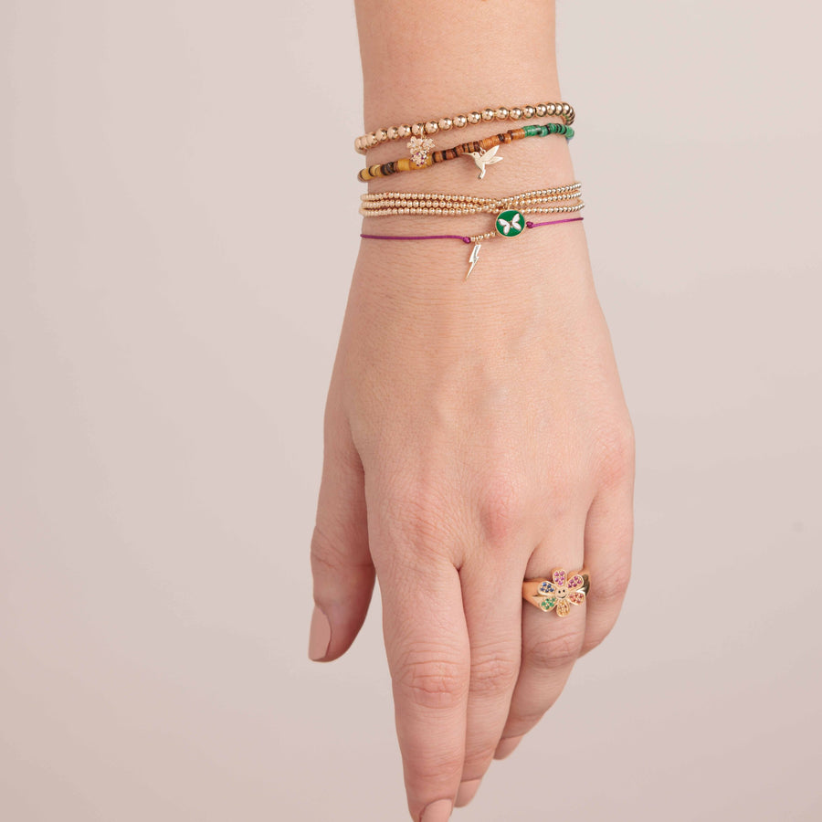 Gold & Diamond Small Plumeria Ladybug Cluster on 14k Gold Beads - Sydney Evan Fine Jewelry