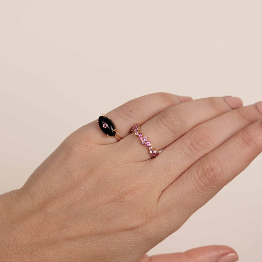 Gold & Diamond Pink Sapphire Cocktail Eternity Ring - Sydney Evan Fine Jewelry