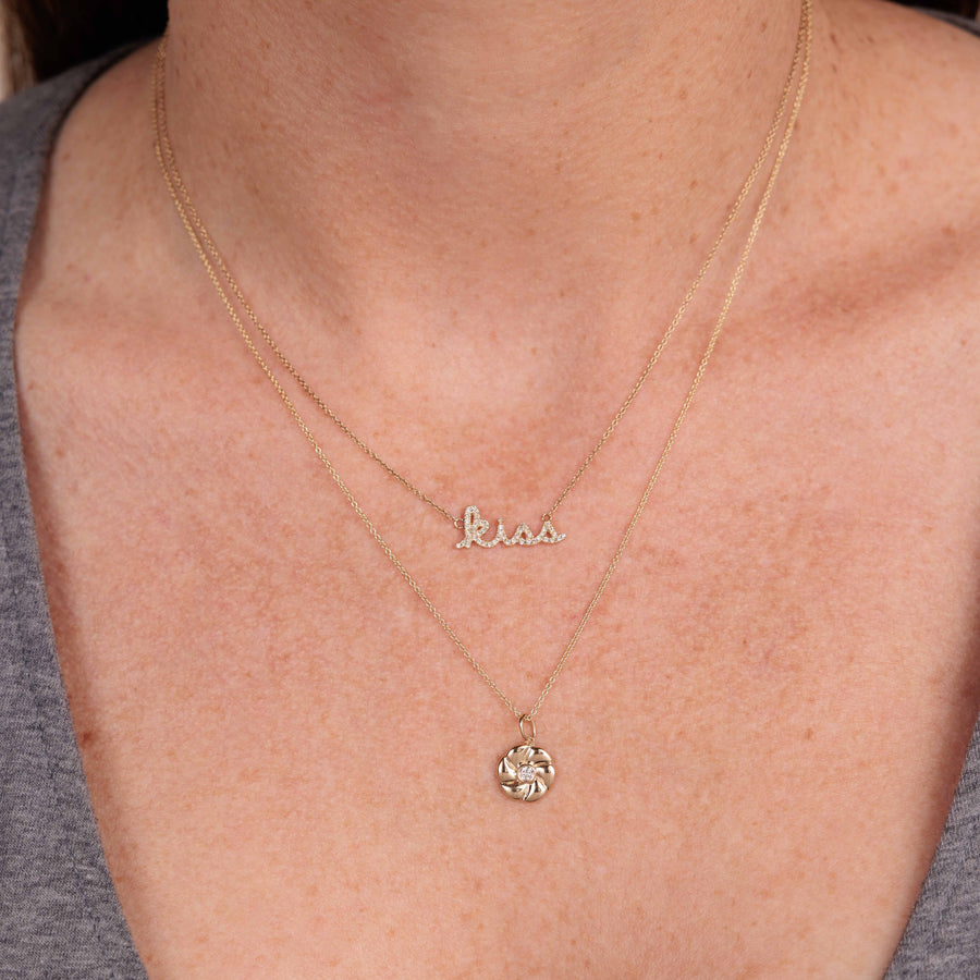 Gold & Pavé Diamond Kiss Necklace - Sydney Evan Fine Jewelry