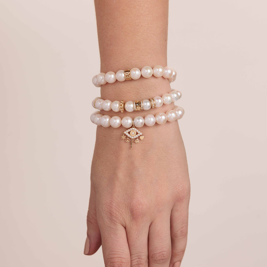 Gold & Diamond Multi-Rondelle Pearl Bracelet - Sydney Evan Fine Jewelry