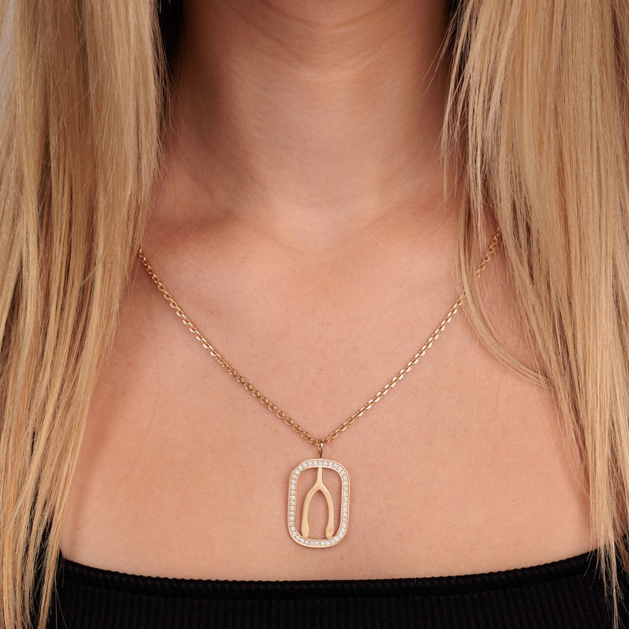 Gold & Diamond Extra Large Wishbone Open Icon Charm - Sydney Evan Fine Jewelry