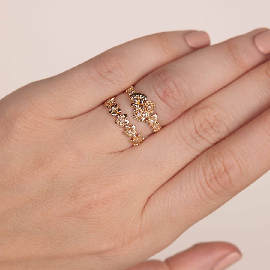 Gold & Diamond Flower Cluster Ring - Sydney Evan Fine Jewelry