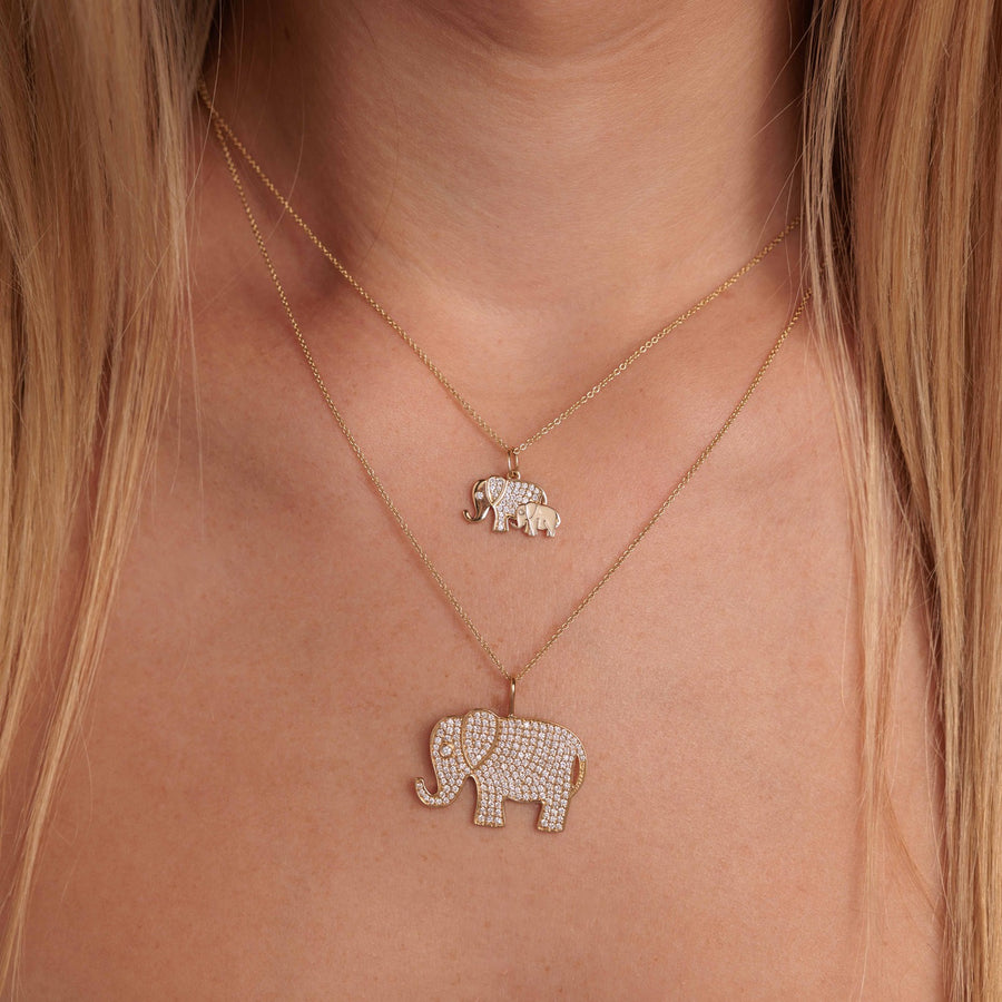 Gold & Diamond Enamel Elephant Family Charm - Sydney Evan Fine Jewelry