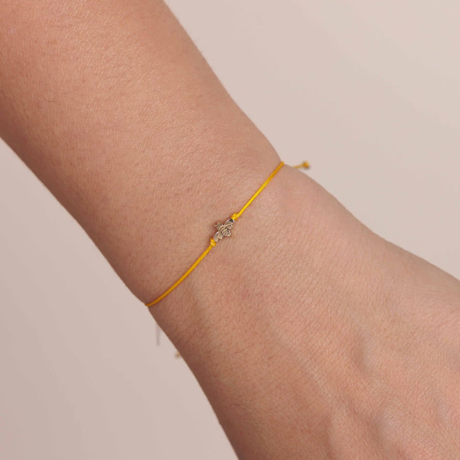 Pure Gold Tiny Bee Bead Cord Bracelet - Sydney Evan Fine Jewelry
