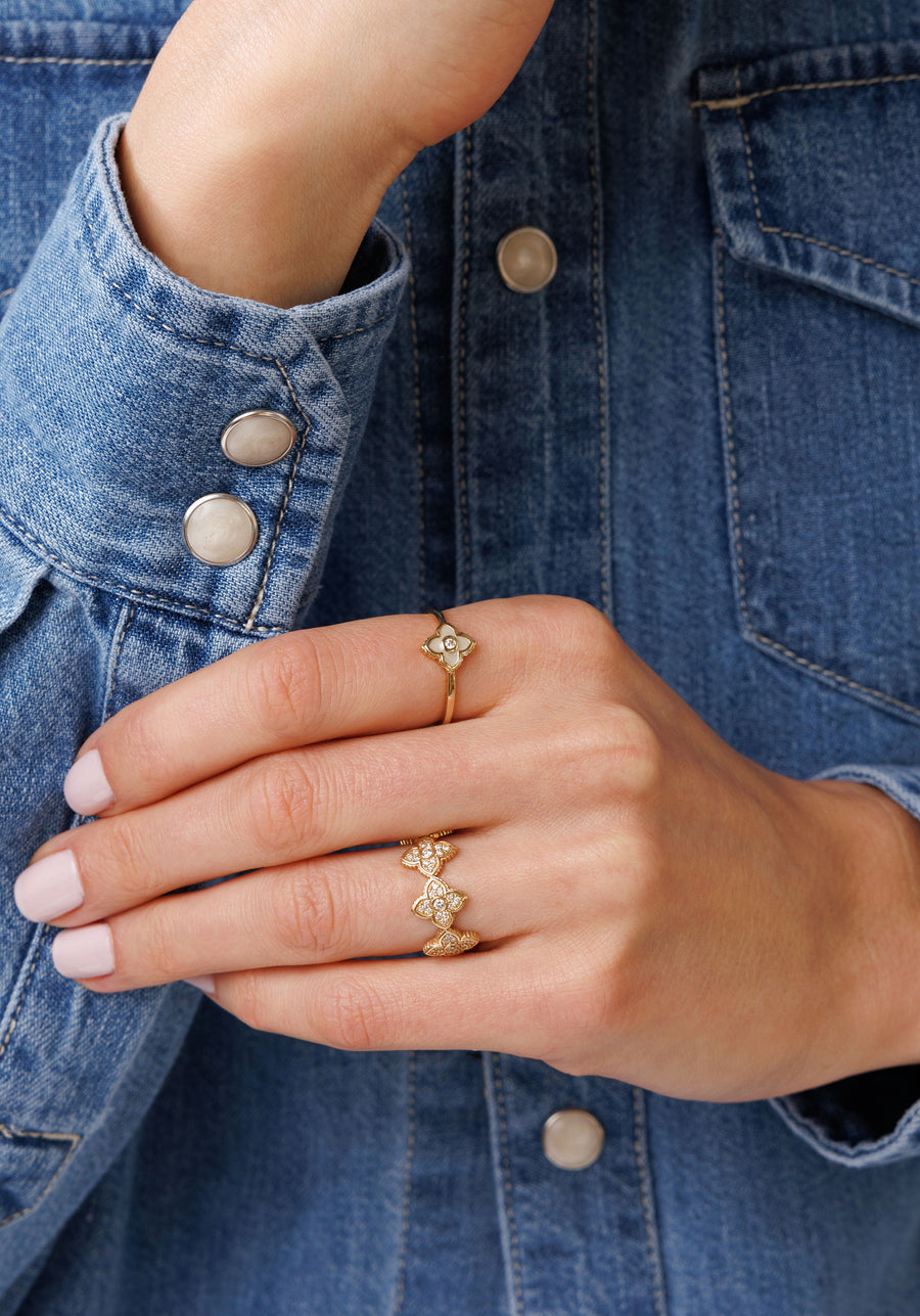 Gold & Diamond Enamel Moroccan Flower Ring - Sydney Evan Fine Jewelry