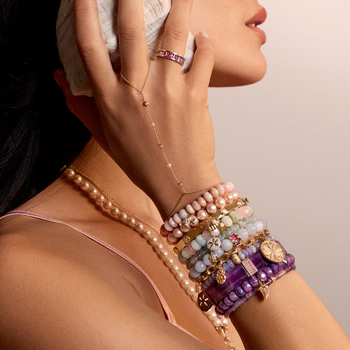 Gold & Diamond Clam Shell & Pearl Princess Bracelet