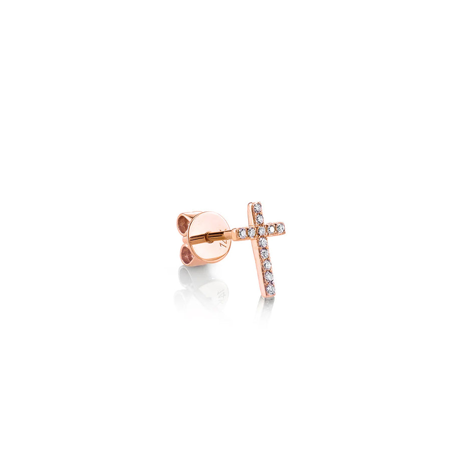 Gold & Diamond Small Cross Stud - Sydney Evan Fine Jewelry