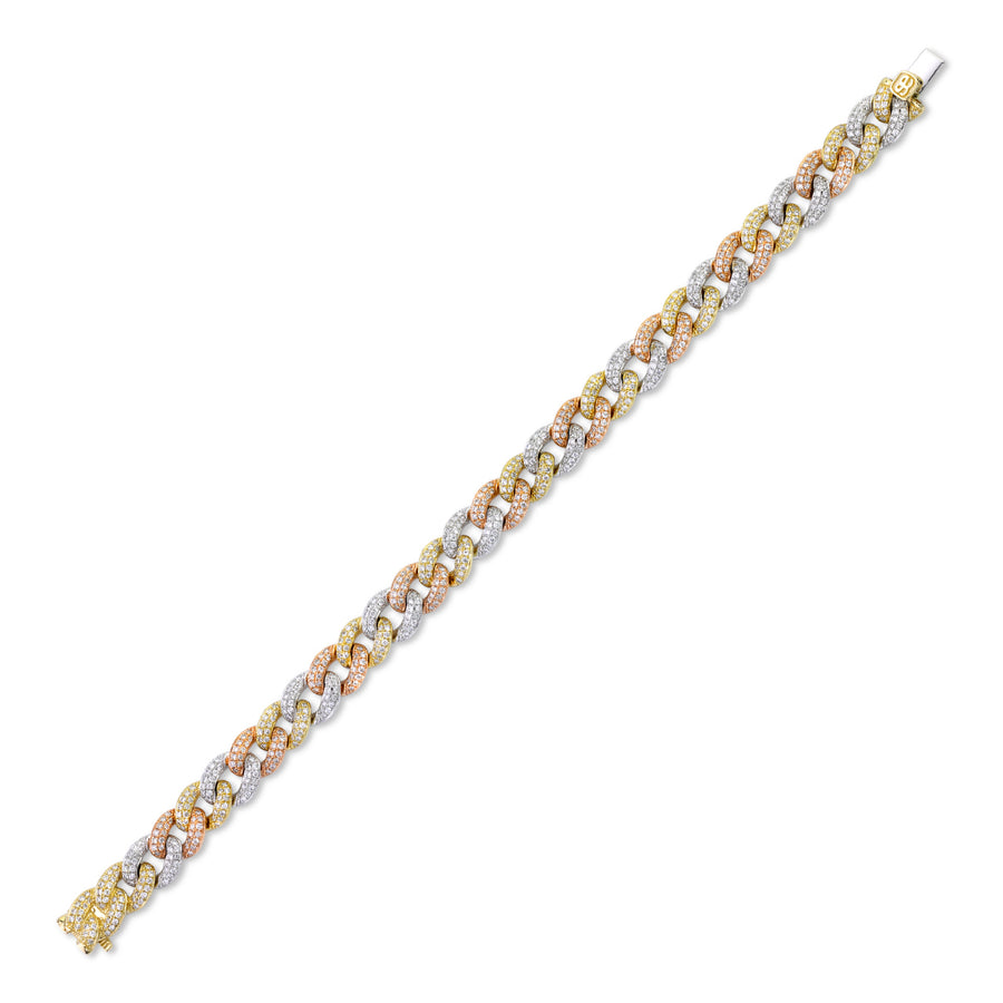 Tri-Tone Gold & Diamond Small Link Bracelet - Sydney Evan Fine Jewelry