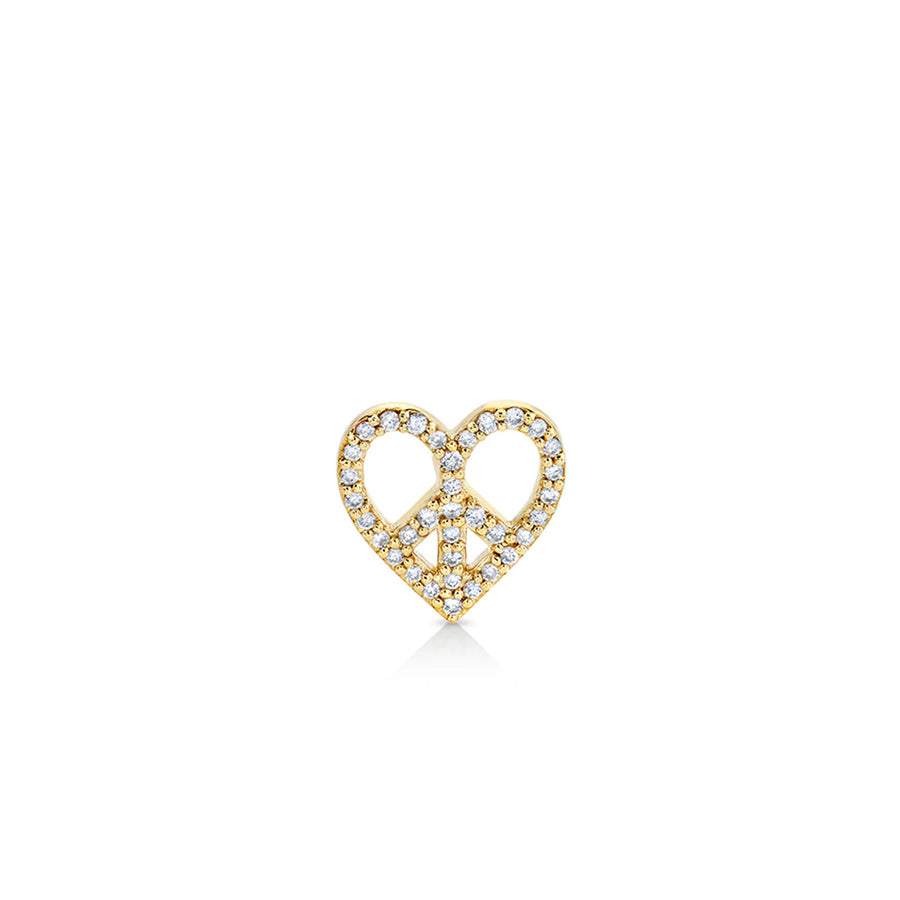 Gold & Diamond Peace Heart Stud - Sydney Evan Fine Jewelry