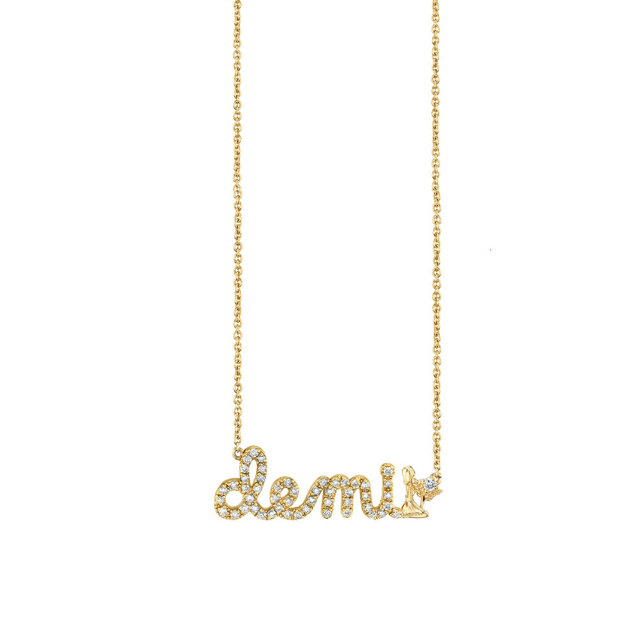 Gold & Diamond Small Custom Script Virgo Zodiac Necklace - Sydney Evan Fine Jewelry