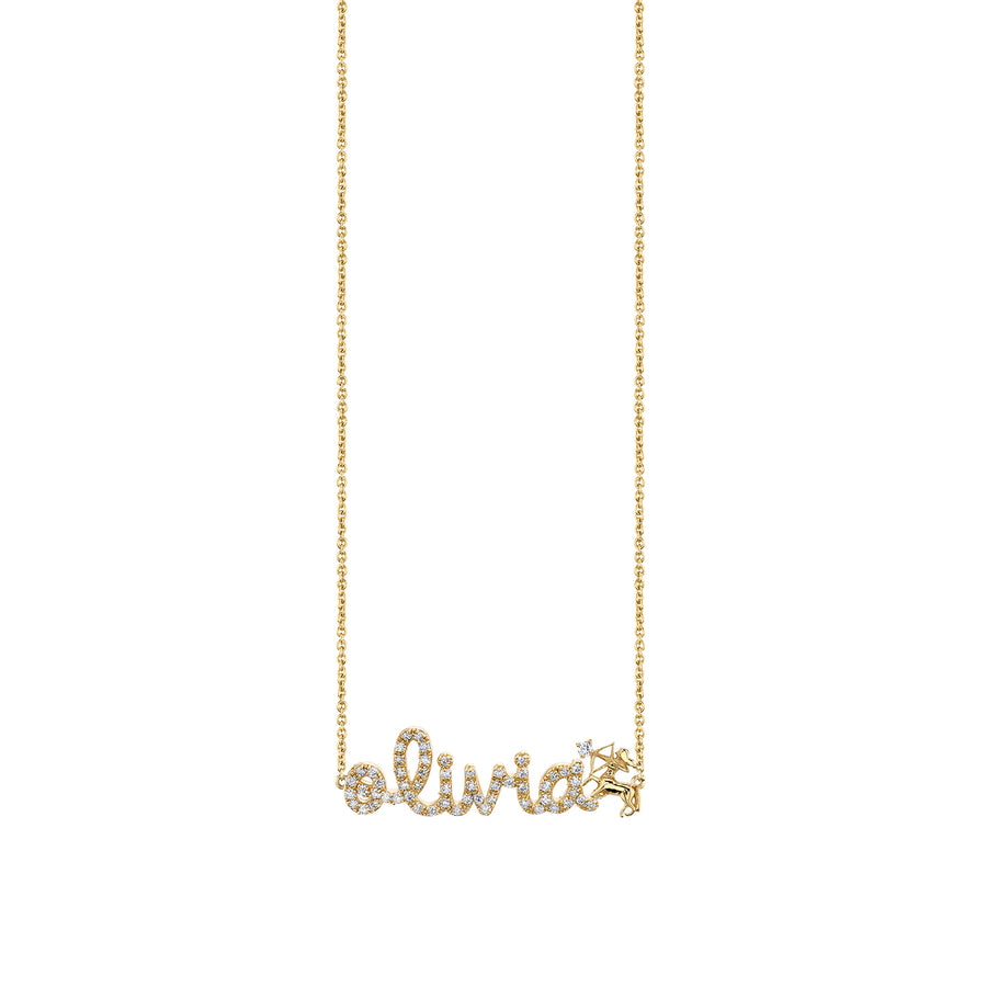 Gold & Diamond Small Custom Script Sagittarius Zodiac Necklace - Sydney Evan Fine Jewelry