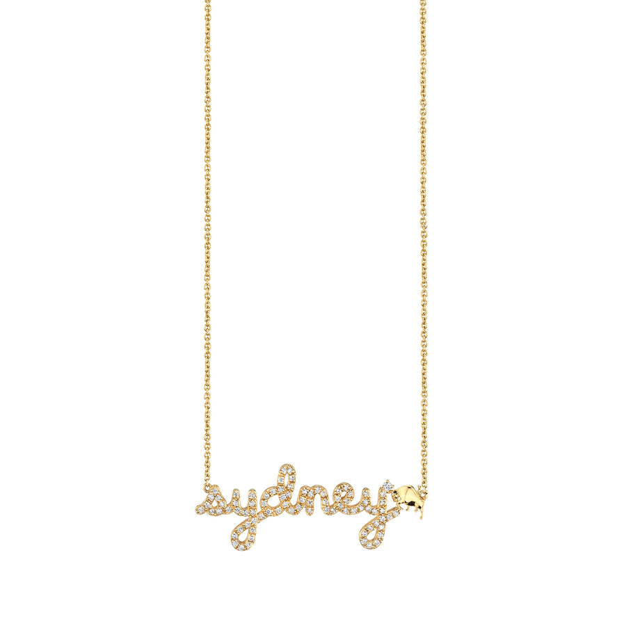 Gold & Diamond Small Custom Script Taurus Zodiac Necklace - Sydney Evan Fine Jewelry