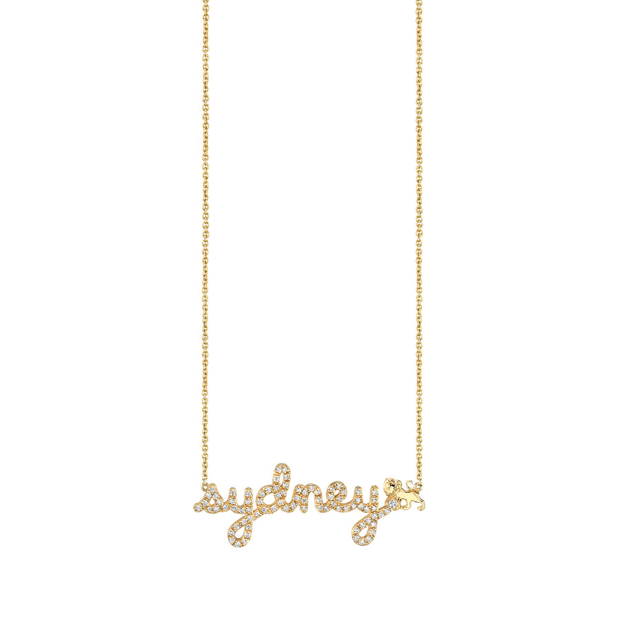 Gold & Diamond Small Custom Script Leo Zodiac Necklace - Sydney Evan Fine Jewelry