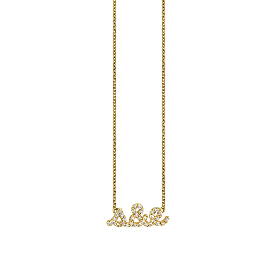 Gold & Diamond Small Custom Script Ampersand Icon Necklace - Sydney Evan Fine Jewelry