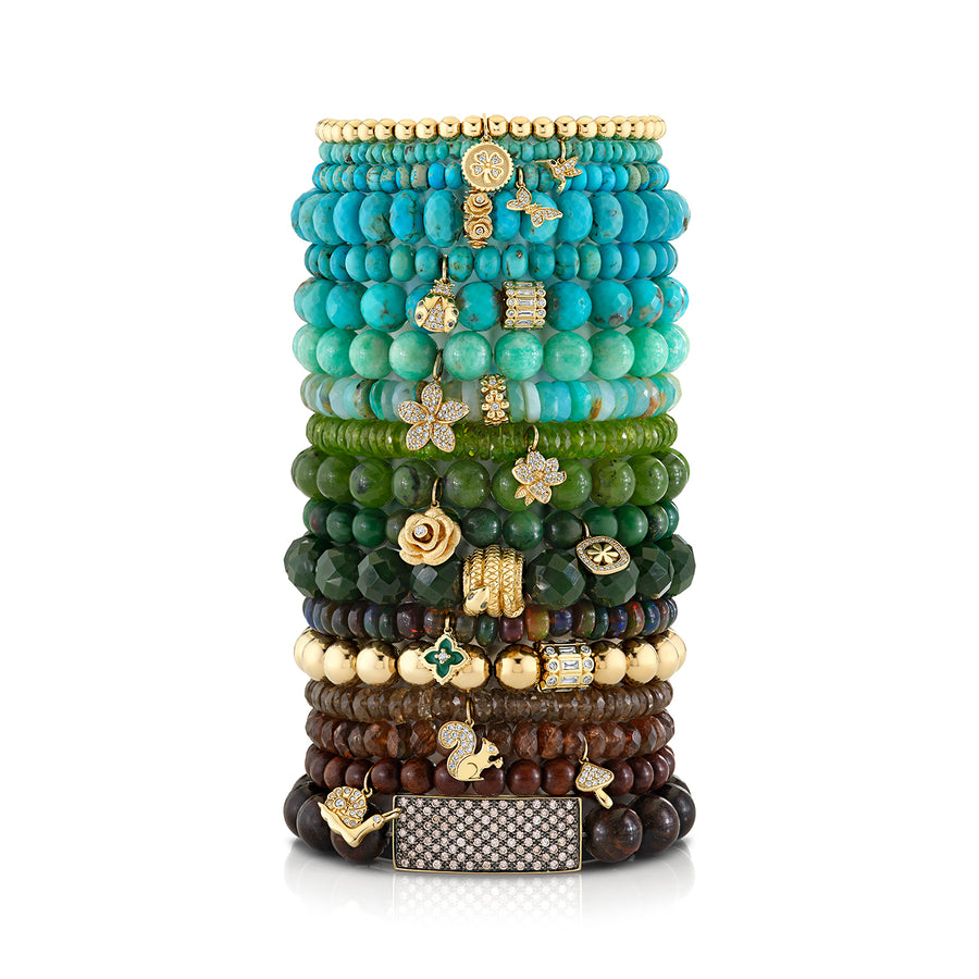 Gold & Diamond Baguette Rondelle on Gold Beads - Sydney Evan Fine Jewelry