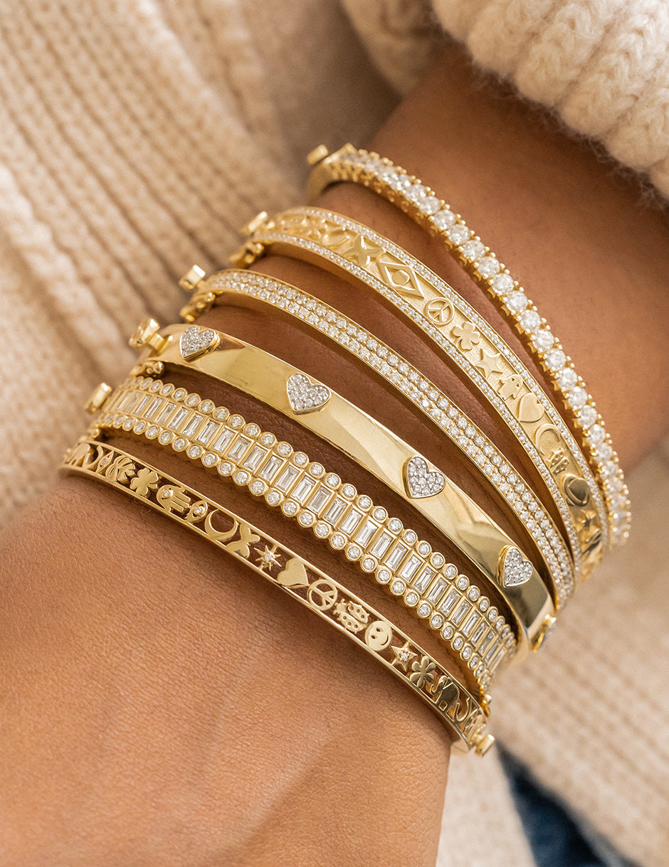 Mexican 7-Pack Semanario Bangle Bracelets - 14Kt Gold Layered 6MM