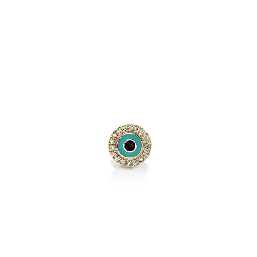 Gold & Diamond Turquoise Enamel Small Eye Stud - Sydney Evan Fine Jewelry