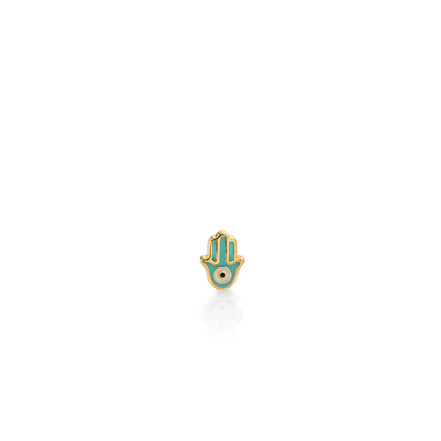 Gold & Turquoise Mini Enamel Hamsa Stud - Sydney Evan Fine Jewelry