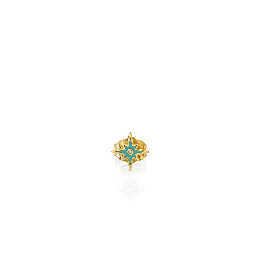 Gold & Turquoise Mini Enamel Starburst Stud - Sydney Evan Fine Jewelry