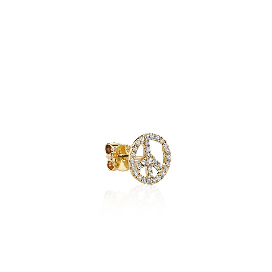 Gold & Diamond Peace Sign Stud - Sydney Evan Fine Jewelry