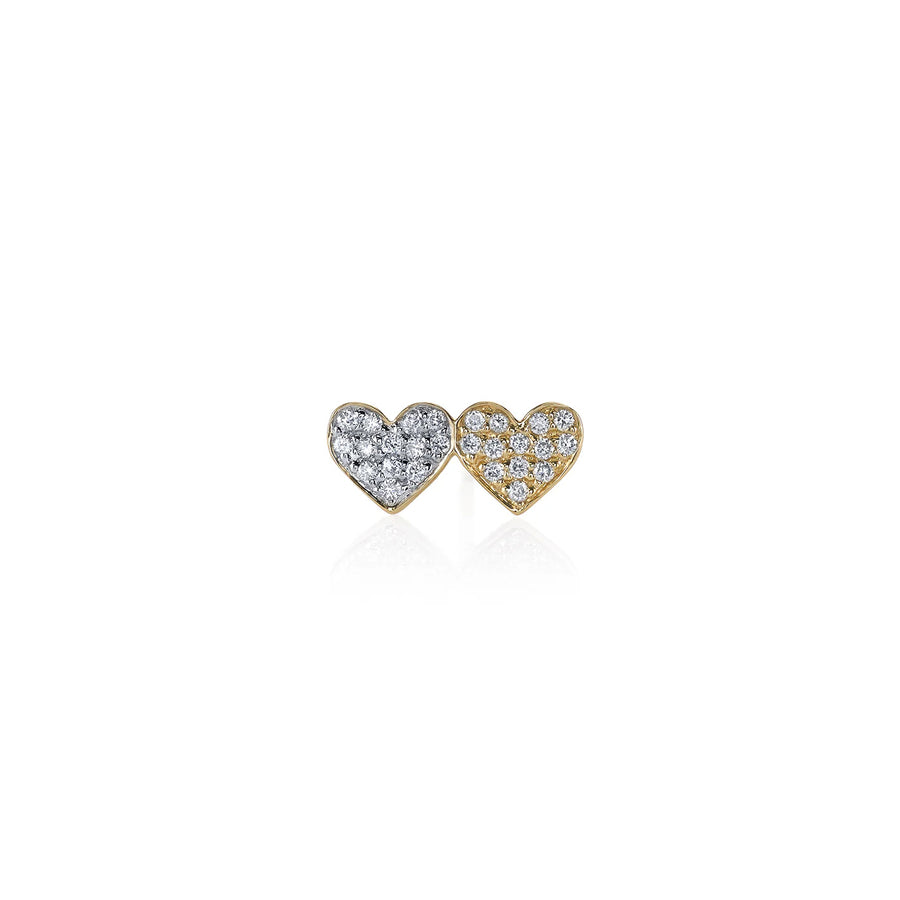 Gold & Diamond Double Heart Stud - Sydney Evan Fine Jewelry