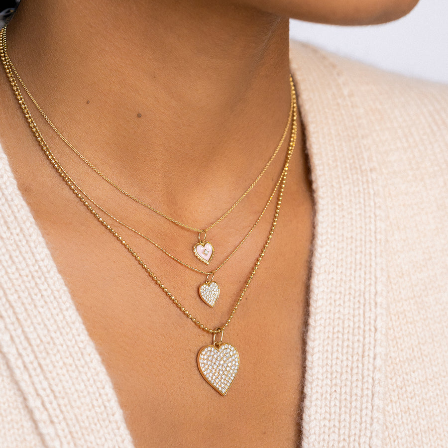 Gold & Diamond Enamel Heart Charm - Sydney Evan Fine Jewelry