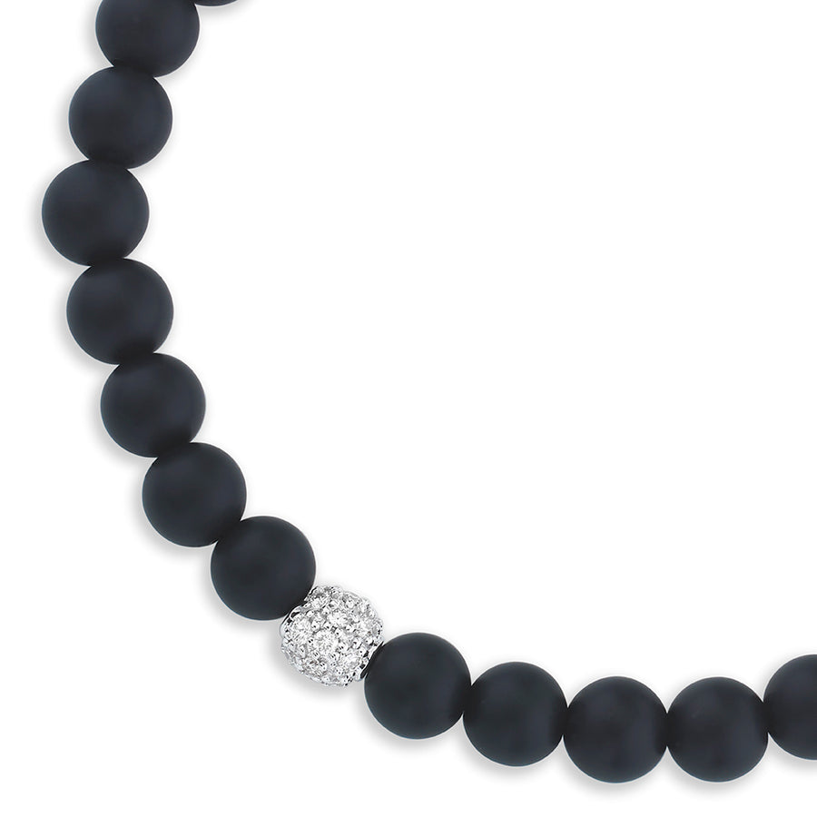 Men's Collection Gold & Diamond Ball on Black Matte Onyx - Sydney Evan Fine Jewelry