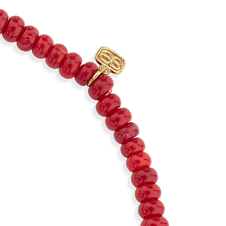 Men's Collection Mini Gold & Diamond Hamsa on Red Bamboo Coral - Sydney Evan Fine Jewelry