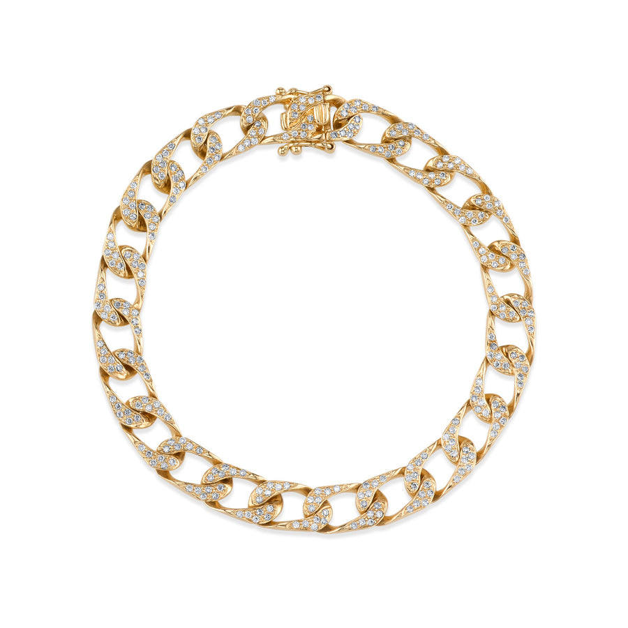 Gold & Diamond Flat Link Bracelet - Sydney Evan Fine Jewelry