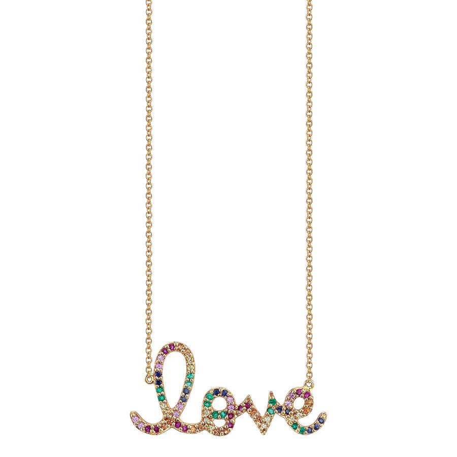 Gold & Rainbow Large Love Necklace - Sydney Evan Fine Jewelry