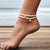 Gold & Diamond Small Nautilus Shell Anklet on Mother of Pearl Heishi