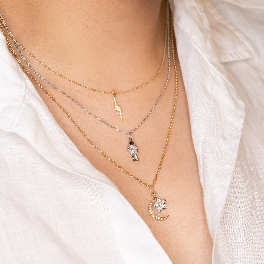 Two Tone Gold & Diamond Moon & Star Charm - Sydney Evan Fine Jewelry