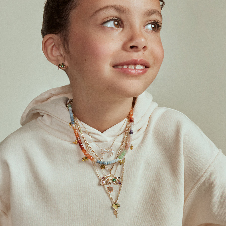 Sydney Evan | Shop Sydney Evan 14K Pure Gold Tiny Charms Opal Necklace from The Little Loves Collection