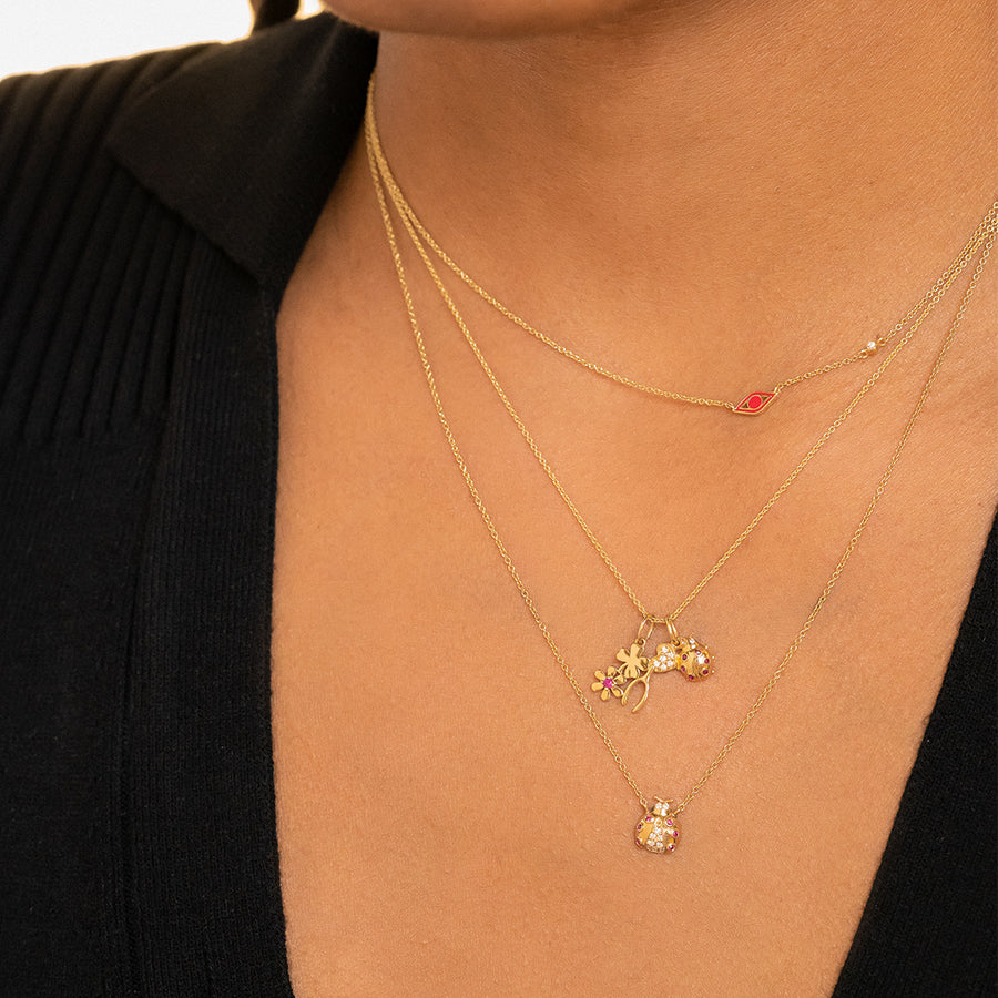 Gold & Diamond Open Wing Ladybug Necklace - Sydney Evan Fine Jewelry