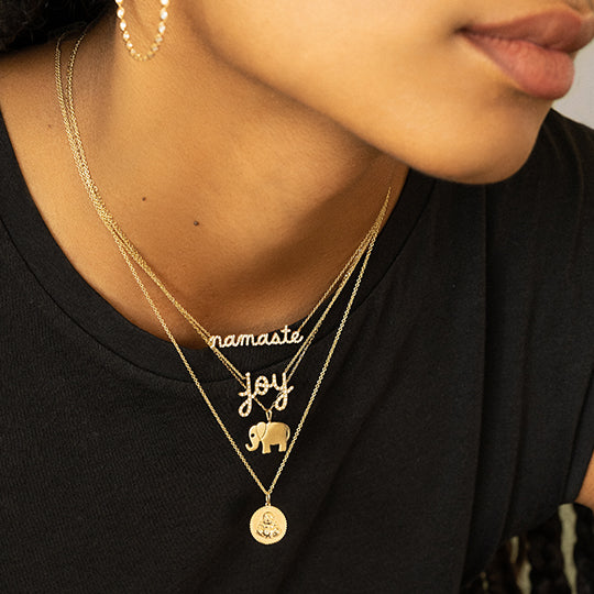 Gold & Diamond Namaste Script Necklace - Sydney Evan Fine Jewelry