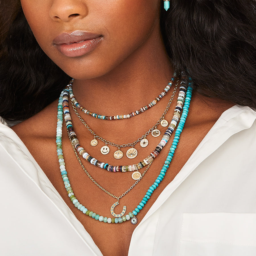 Gold & Sapphire Evil Eye Turquoise & Opal Necklace - Sydney Evan Fine Jewelry