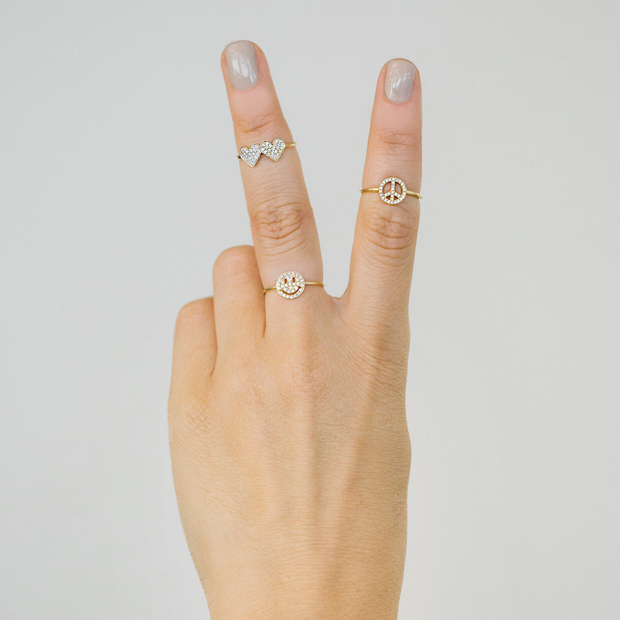Gold & Diamond Peace Sign Ring - Sydney Evan Fine Jewelry