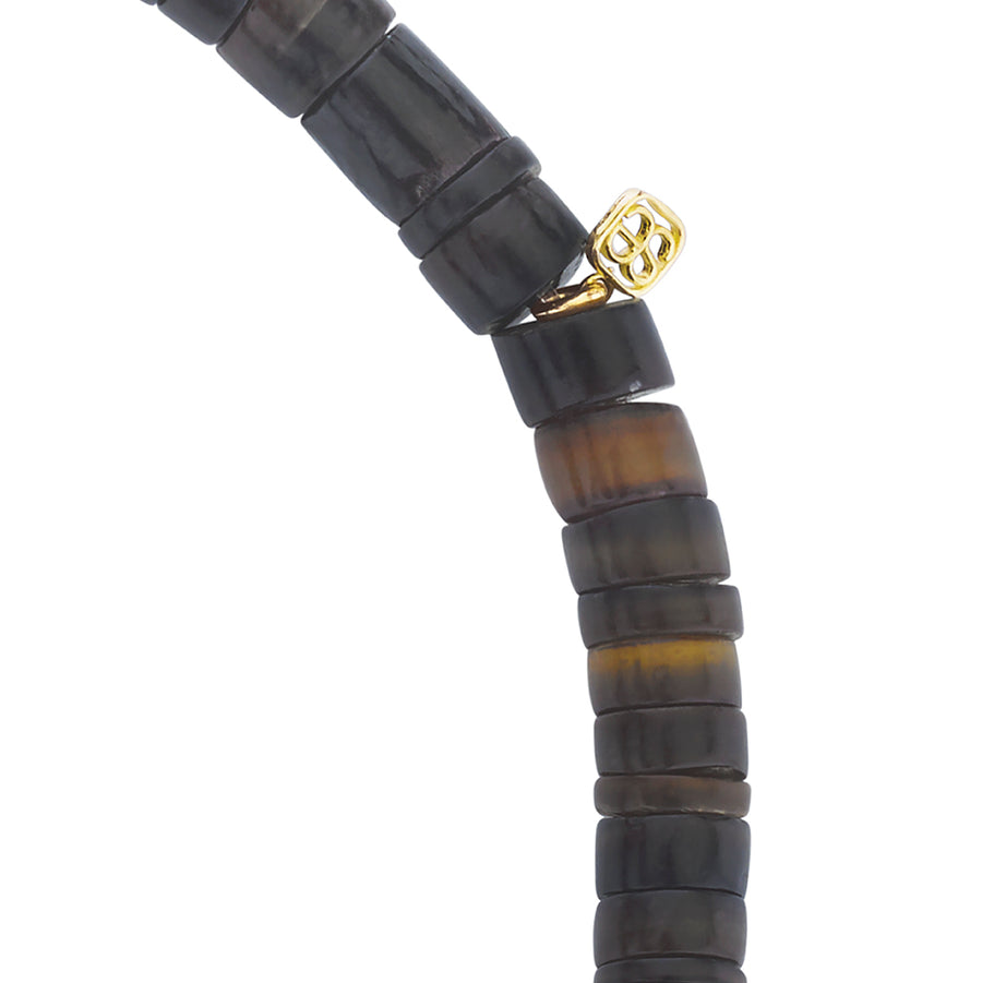Men's Collection Gold & Diamond Horn on Dark Brown Heishi - Sydney Evan Fine Jewelry