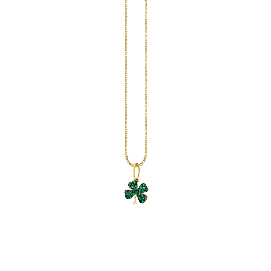 Gold & Emerald Small Clover Charm - Sydney Evan Fine Jewelry