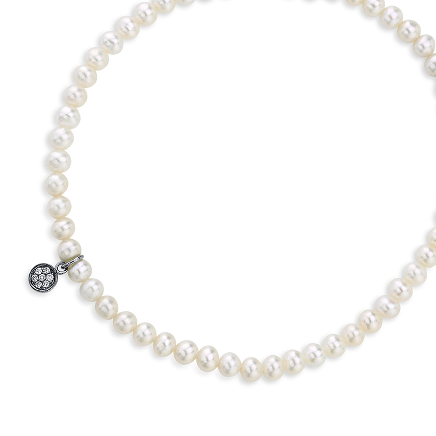 Men's Collection Black Rhodium & Diamond Mini Disc on Pearls - Sydney Evan Fine Jewelry