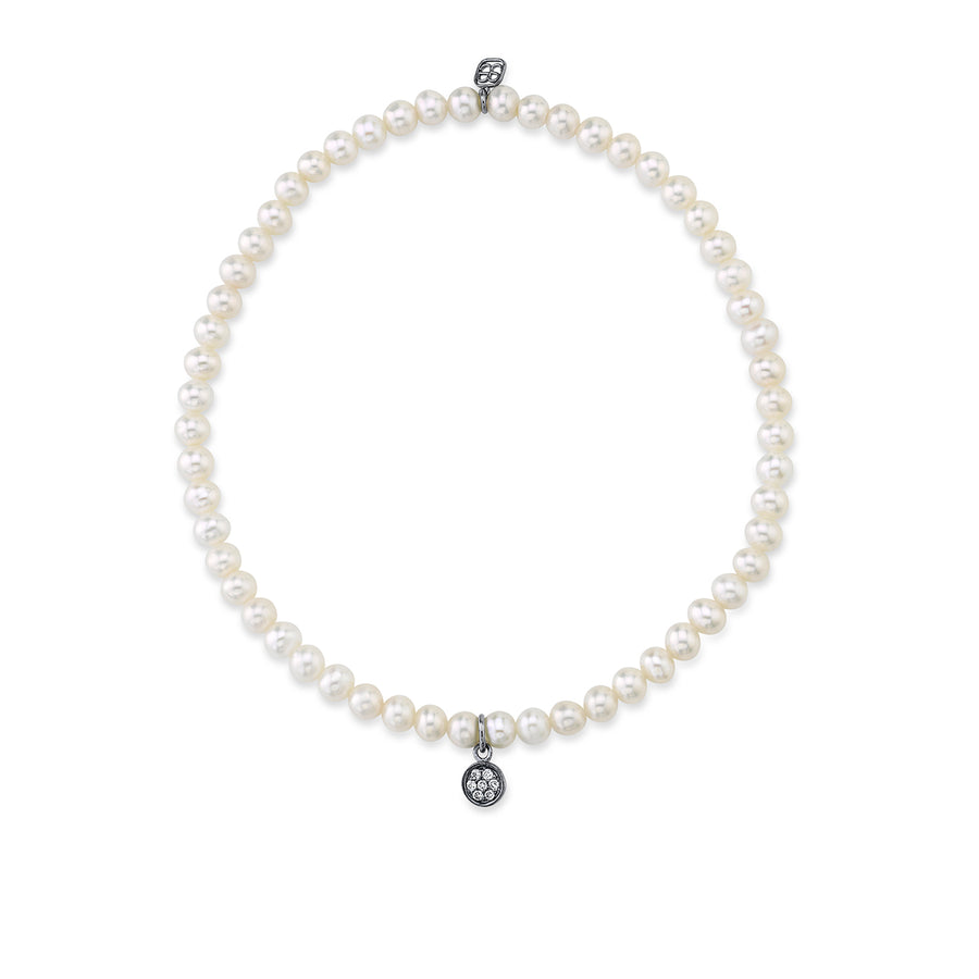 Men's Collection Black Rhodium & Diamond Mini Disc on Pearls - Sydney Evan Fine Jewelry