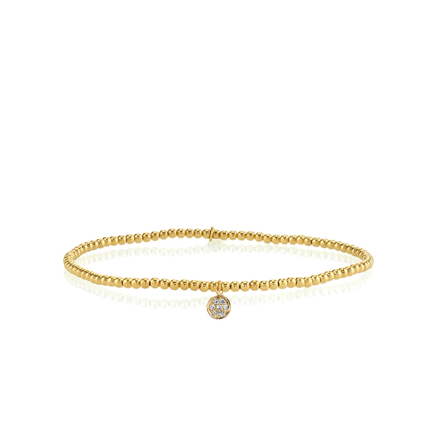Gold & Diamond Tiny Disc on Gold Beads - Sydney Evan Fine Jewelry
