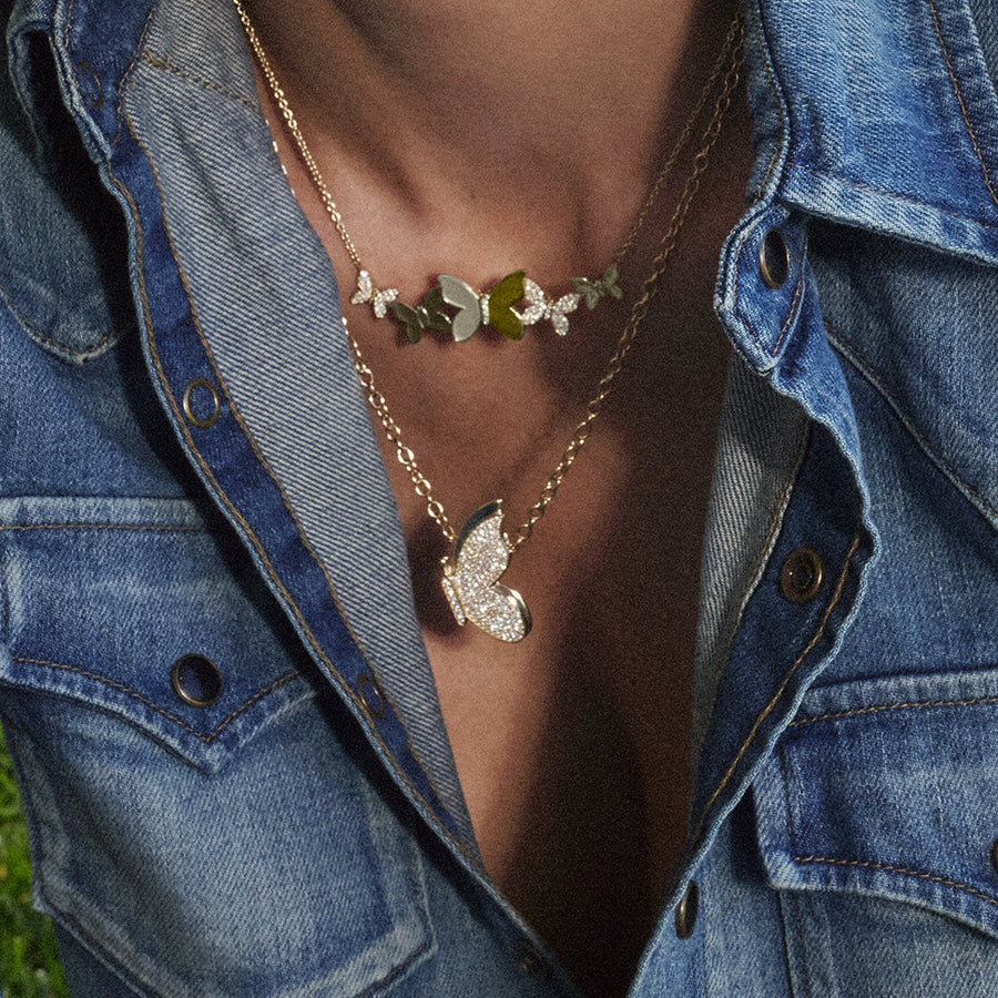 Gold & Diamond Flying Butterfly Necklace - Sydney Evan Fine Jewelry