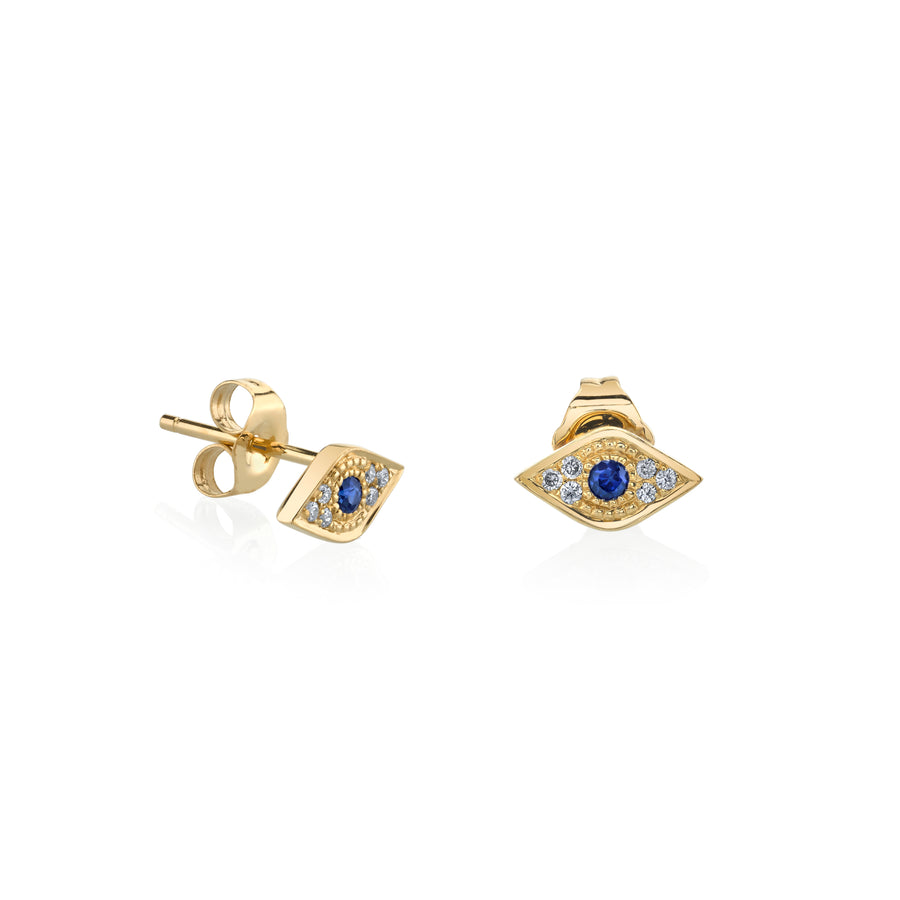 Gold & Diamond Mini Evil Eye with Sapphire Stud - Sydney Evan Fine Jewelry