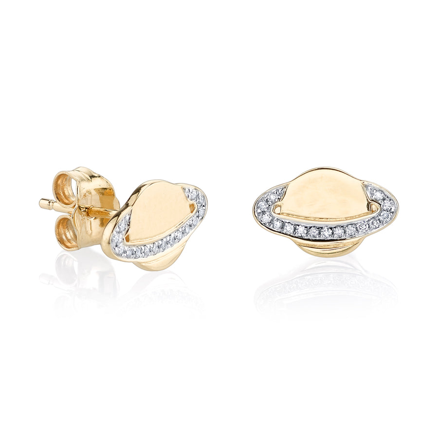 Gold & Diamond Small Saturn Stud - Sydney Evan Fine Jewelry